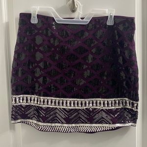 Express Black and Silver Sequin Skirt Size L